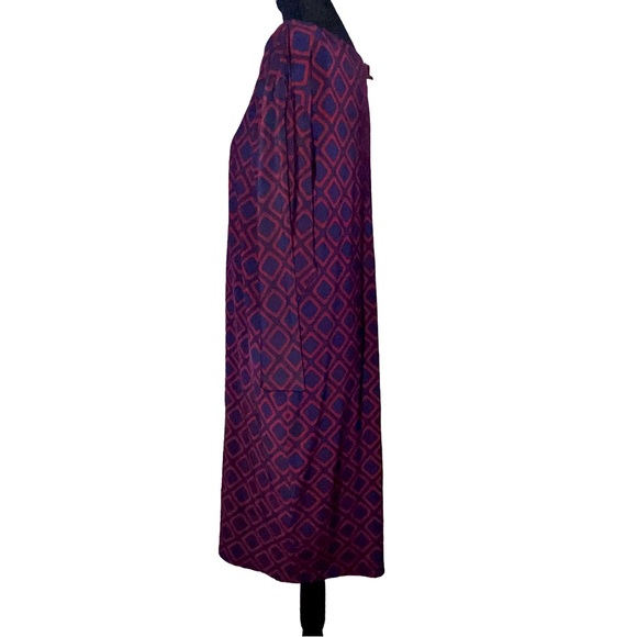 Lauren Ralph Lauren Navy and Burgundy Long Sleeve Drees - Picture 4 of 9